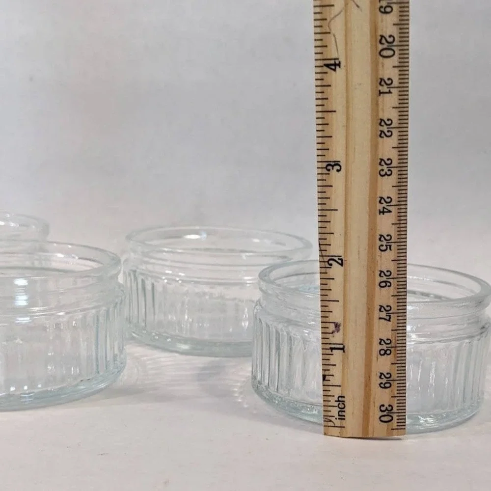 Vintage Clear Glass Ramekins Set of 4 Ribbed Fluted Souffle Custard Cups 3.5in